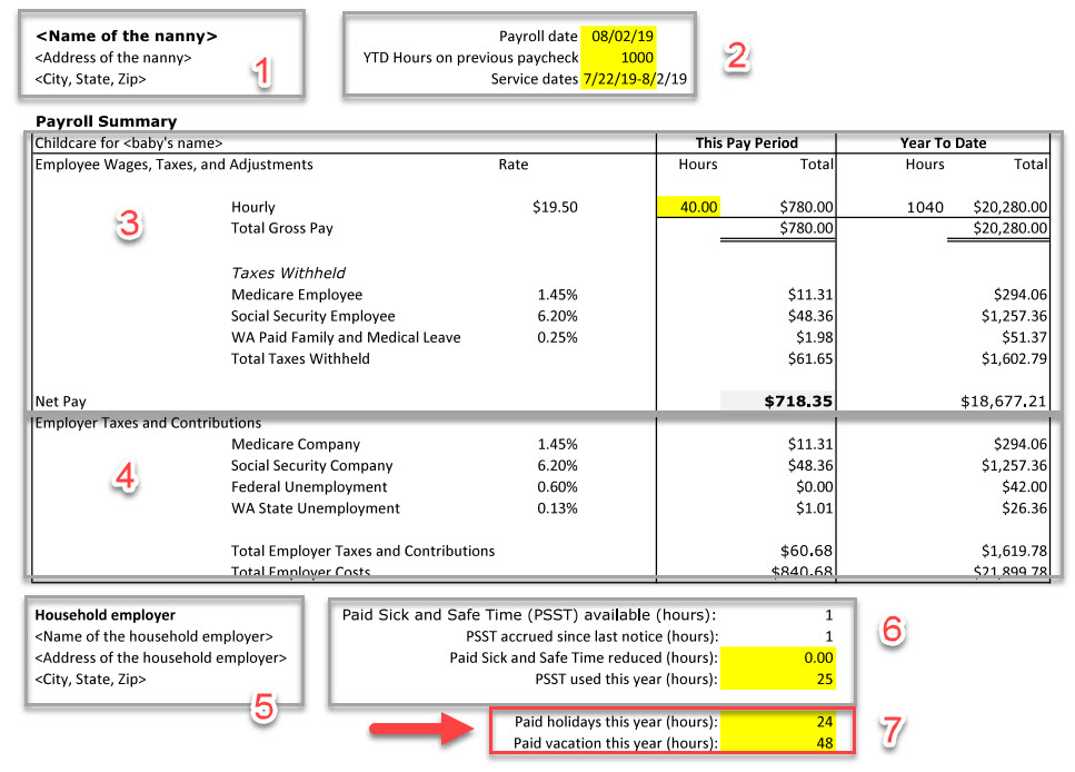 Spreadsheet section for Seattle Paid Sick and Safe Time.