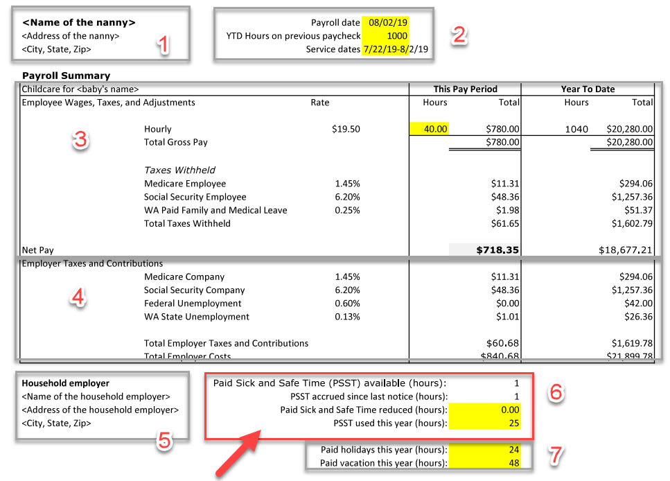 Spreadsheet section for Seattle Paid Sick and Safe Time.